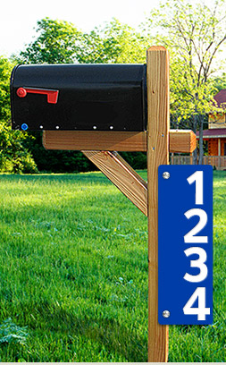 Post the blue reflective address sign at the head of your driveway